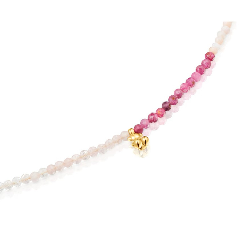 Krótki naszyjnik TOUS ze srebra pokrytego 18-karatowym złotem z turmalinami Bold Bear