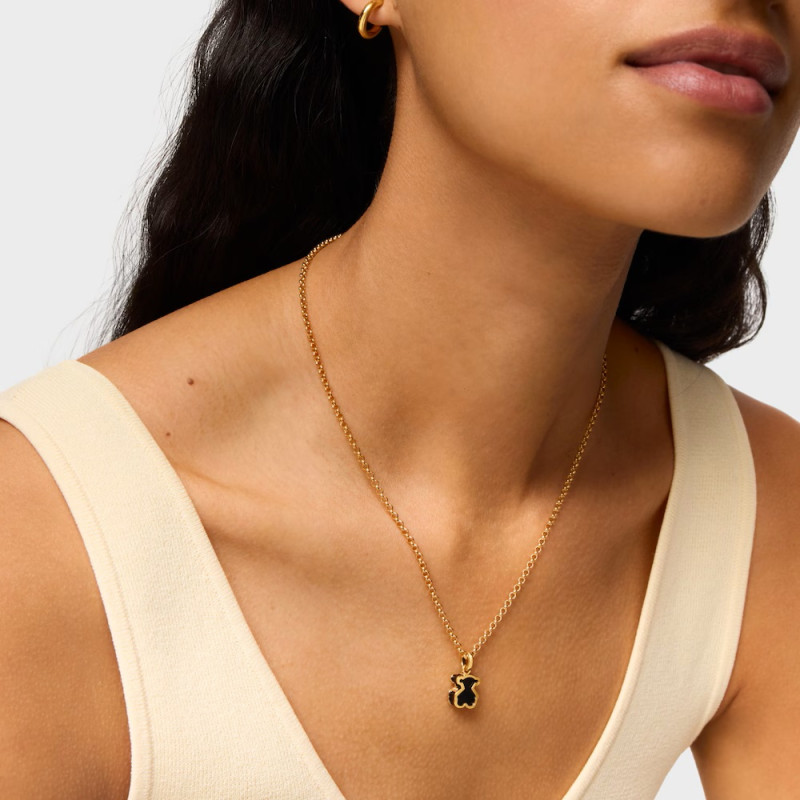 Wisiorek TOUS ze srebra powlekanego 18-karatowym złotem i czarnego szkła akrylowego Galaxy