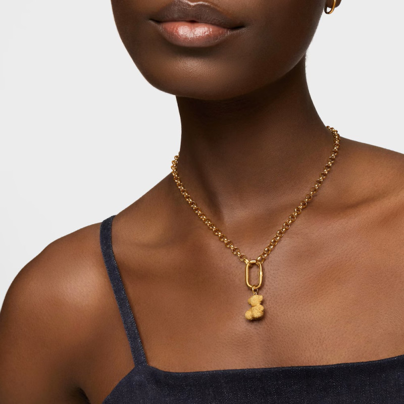 Średni wisiorek TOUS Bold Bear miś z diamentowanego srebra powlekanego 18-karatowym złotem