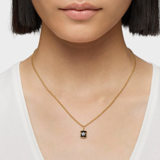 Krótki naszyjnik ze srebra pokrytego 18-karatowym złotem z motywami misia z onyksu TOUS Icon Color