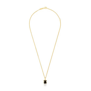 Krótki naszyjnik ze srebra pokrytego 18-karatowym złotem z motywami misia z onyksu TOUS Icon Color