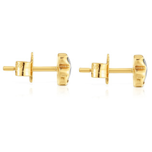 Kolczyki 6 mm ze srebra pokrytego 18-karatowym złotem, z misiem z onyksu TOUS Icon Color