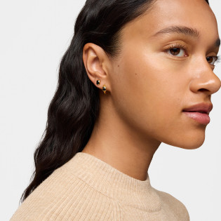 Kolczyki 6 mm ze srebra pokrytego 18-karatowym złotem, z misiem z onyksu TOUS Icon Color