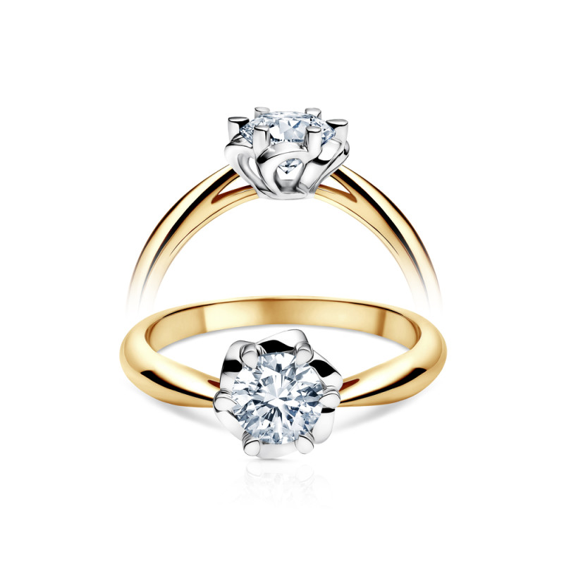 Pierścionek zaręczynowy ze złota 585 Lily z diamentem o masie 0,17 ct