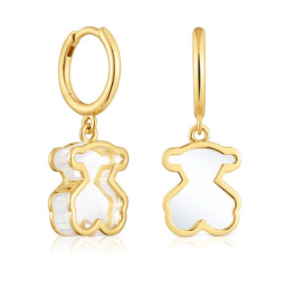 Kolczyki kreolki TOUS ze srebra powlekanego 18-karatowym złotem i białego szkła akrylowego Galaxy