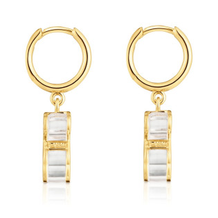 Kolczyki kreolki TOUS ze srebra powlekanego 18-karatowym złotem i białego szkła akrylowego Galaxy