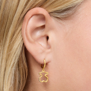 Kolczyki kreolki TOUS ze srebra powlekanego 18-karatowym złotem i białego szkła akrylowego Galaxy