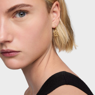 Kolczyki kreolki TOUS ze srebra powlekanego 18-karatowym złotem i białego szkła akrylowego Galaxy