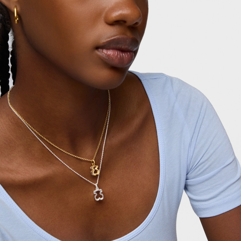 Wisiorek TOUS ze srebra powlekanego 18-karatowym złotem i białego szkła akrylowego Galaxy