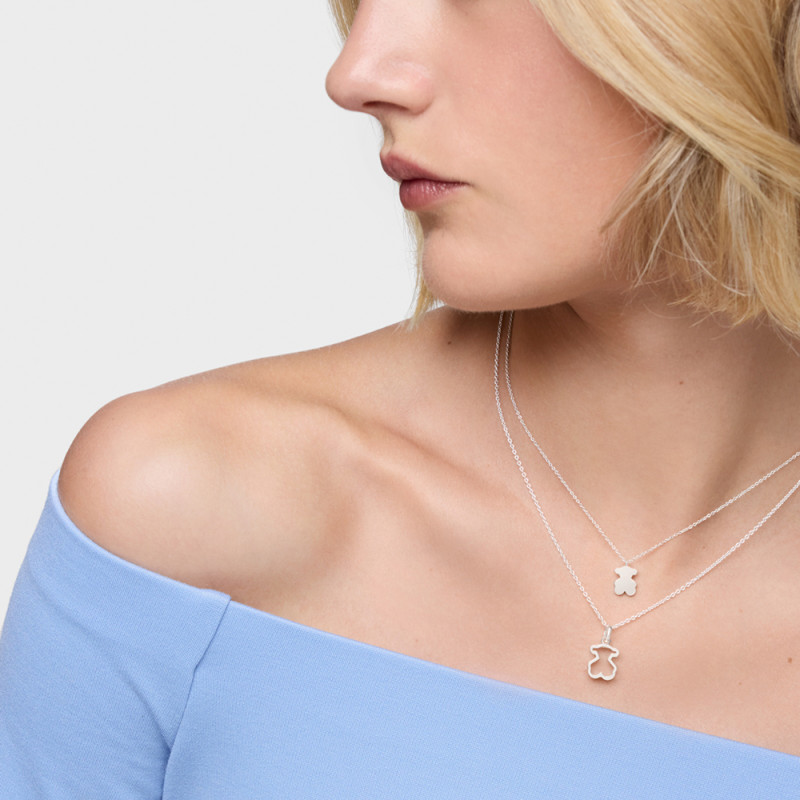 Krótki naszyjnik TOUS ze srebra 925 i białego szkła akrylowego Galaxy