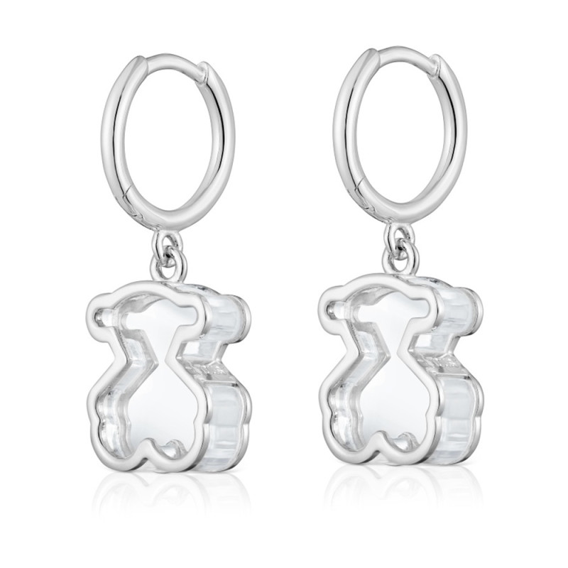 Kolczyki kreolki TOUS ze srebra i białego szkła akrylowego Galaxy