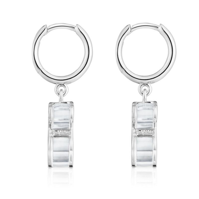 Kolczyki kreolki TOUS ze srebra i białego szkła akrylowego Galaxy