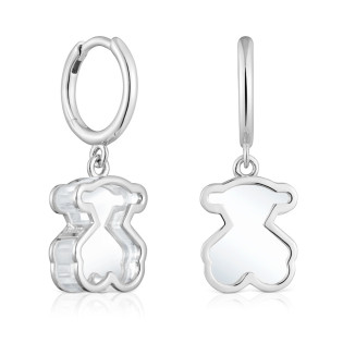 Kolczyki kreolki TOUS ze srebra i białego szkła akrylowego Galaxy