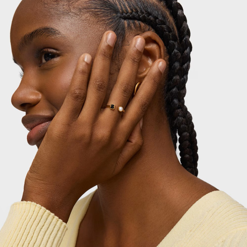 Tous Glory - Pierścionek z żółtego srebra Vermeil z perłą i onyksem