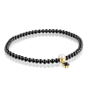 Tous Glory - Bransoletka z żółtego srebra Vermeil z onyksami i perłą