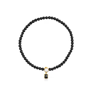 Tous Glory - Bransoletka z żółtego srebra Vermeil z onyksami i perłą