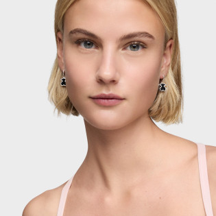 Kolczyki TOUS kreolki ze srebra i czarnego szkła akrylowego Galaxy