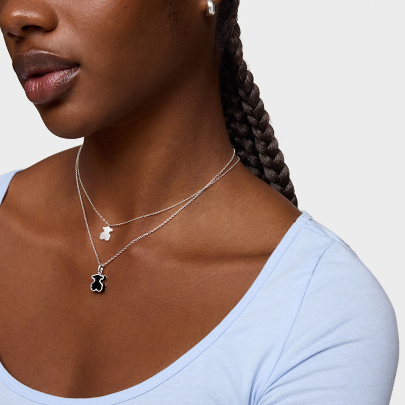 Naszyjnik TOUS ze srebra i czarnego szkła akrylowego Galaxy