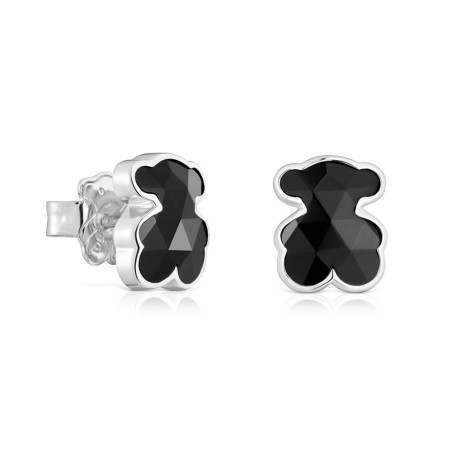 Kolczyki 10 mm ze srebra z misiem z onyksu TOUS Icon Color