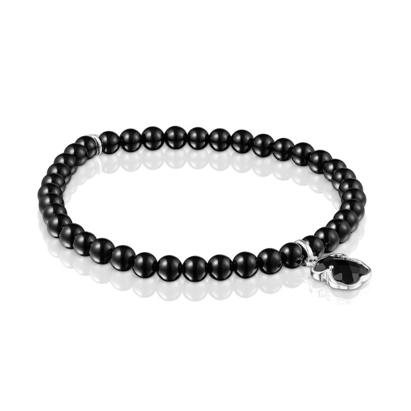 Bransoletka wykonana ze srebra i onyksu TOUS Icon Color