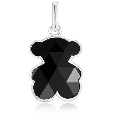 Mały wisiorek ze srebra z charmsem w kształcie misia z onyksu TOUS Icon Color