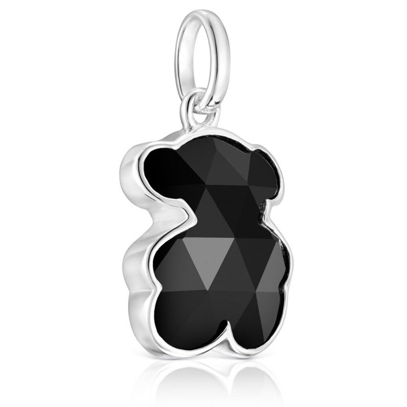 Mały wisiorek ze srebra z charmsem w kształcie misia z onyksu TOUS Icon Color