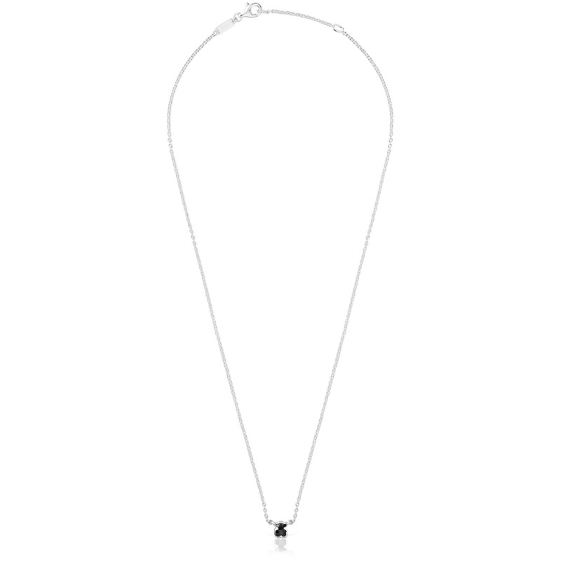 Krótki naszyjnik TOUS ze srebra z motywem małego misia z onyksu TOUS Icon Color