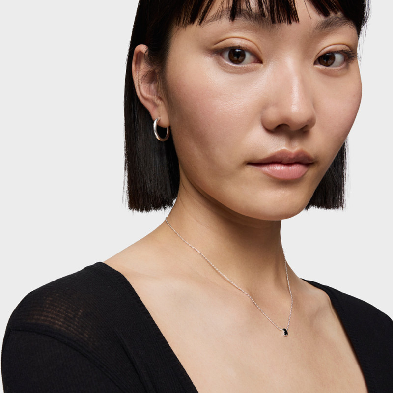 Krótki naszyjnik TOUS ze srebra z motywem małego misia z onyksu TOUS Icon Color