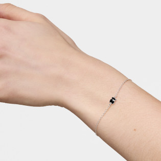 Bransoletka z łańcuszka ze srebra, z onyksowym motywem w kształcie misia 6 mm TOUS Icon Color