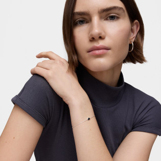 Bransoletka z łańcuszka ze srebra, z onyksowym motywem w kształcie misia 6 mm TOUS Icon Color