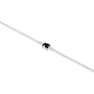 Bransoletka z łańcuszka ze srebra, z onyksowym motywem w kształcie misia 6 mm TOUS Icon Color