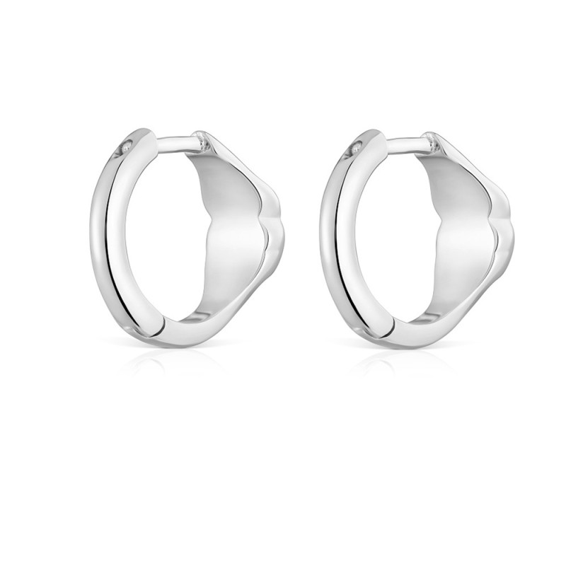 Kolczyki kreolki 10 mm ze srebra z motywem misia z onyksu TOUS Icon Color