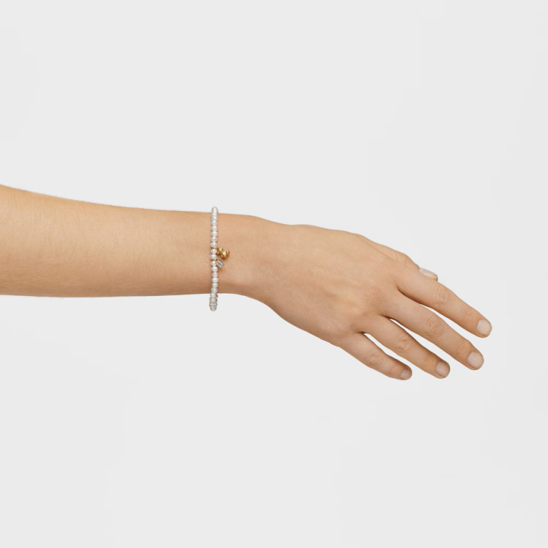 Elastyczna pozłacana bransoletka TOUS Bold Bear ze srebra, z perłą hodowlaną i topazem