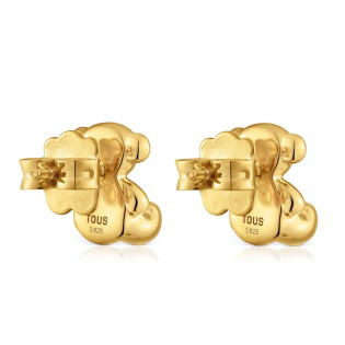 Kolczyki TOUS ze srebra pokrytego 18-karatowym złotem z motywem misia 10 mm Bold Bear