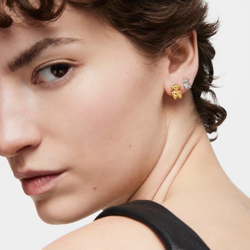 Kolczyki TOUS ze srebra pokrytego 18-karatowym złotem z motywem misia 10 mm Bold Bear