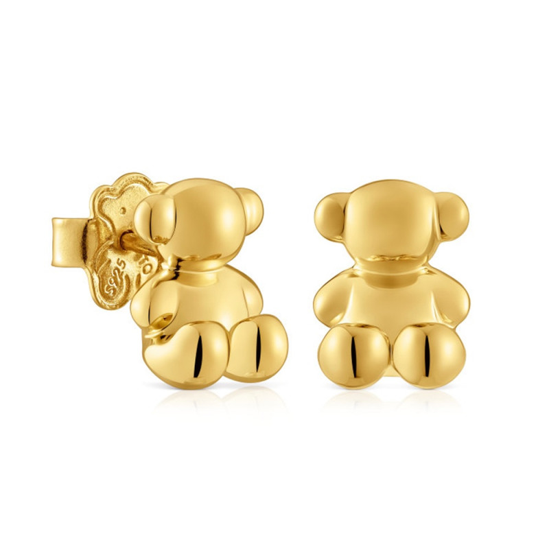 Kolczyki TOUS ze srebra pokrytego 18-karatowym złotem z motywem misia 10 mm Bold Bear
