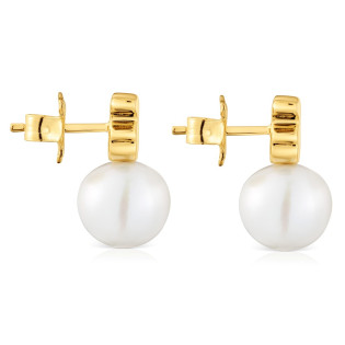 Kolczyki TOUS ze srebra pokrytego 18-karatowym złotem, z misiem i hodowlaną perłą słodkowodną Sweet Dolls