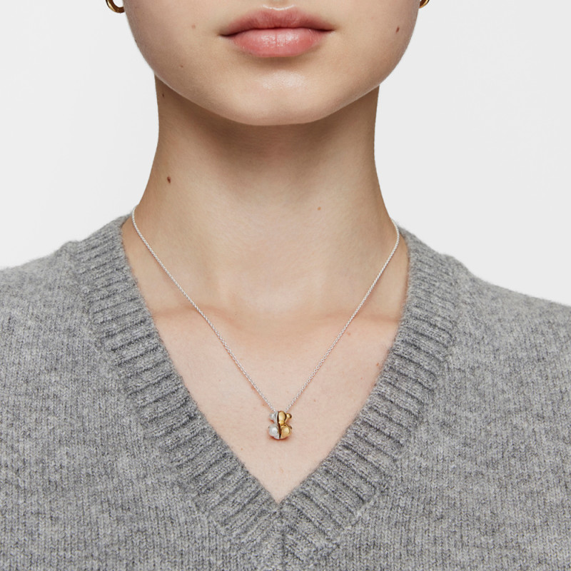 Krótki dwukolorowy podwójny naszyjnik TOUS z małym motywem misia My Other Half