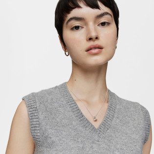 Krótki dwukolorowy podwójny naszyjnik TOUS z małym motywem misia My Other Half