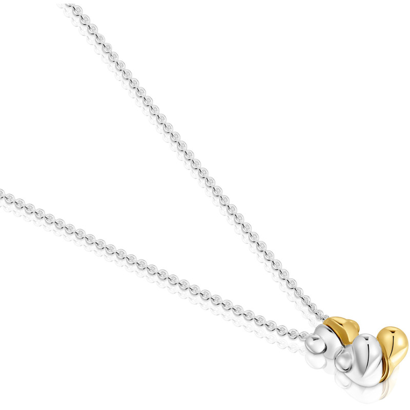 Krótki dwukolorowy podwójny naszyjnik TOUS z małym motywem misia My Other Half