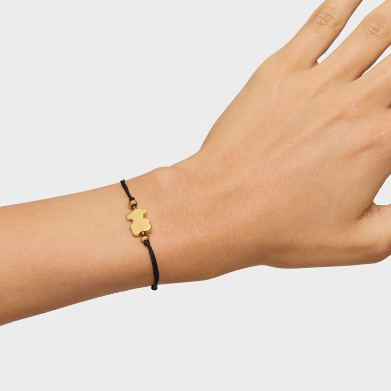 Bransoletka TOUS ze srebra pokrytego 18-karatowym złotem i czarnego nylonu z charmsem Sweet Dolls