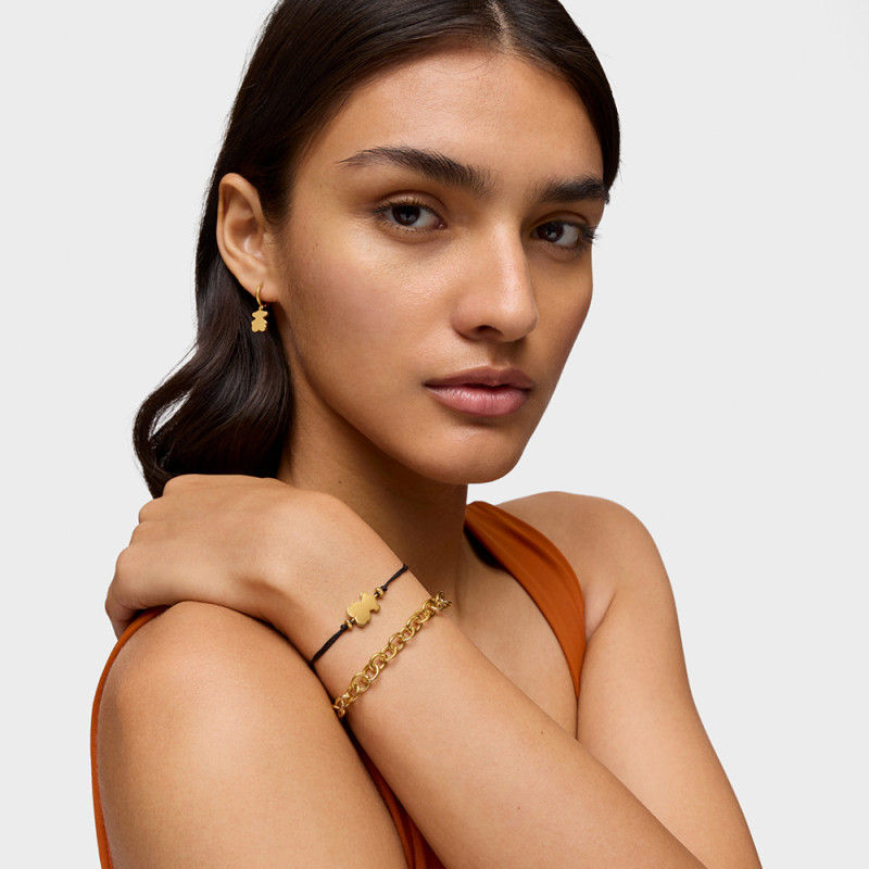 Bransoletka TOUS ze srebra pokrytego 18-karatowym złotem i czarnego nylonu z charmsem Sweet Dolls