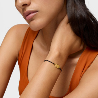 Bransoletka TOUS ze srebra pokrytego 18-karatowym złotem i czarnego nylonu z charmsem Sweet Dolls