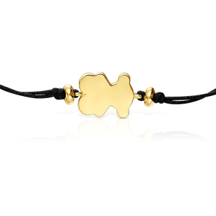 Bransoletka TOUS ze srebra pokrytego 18-karatowym złotem i czarnego nylonu z charmsem Sweet Dolls