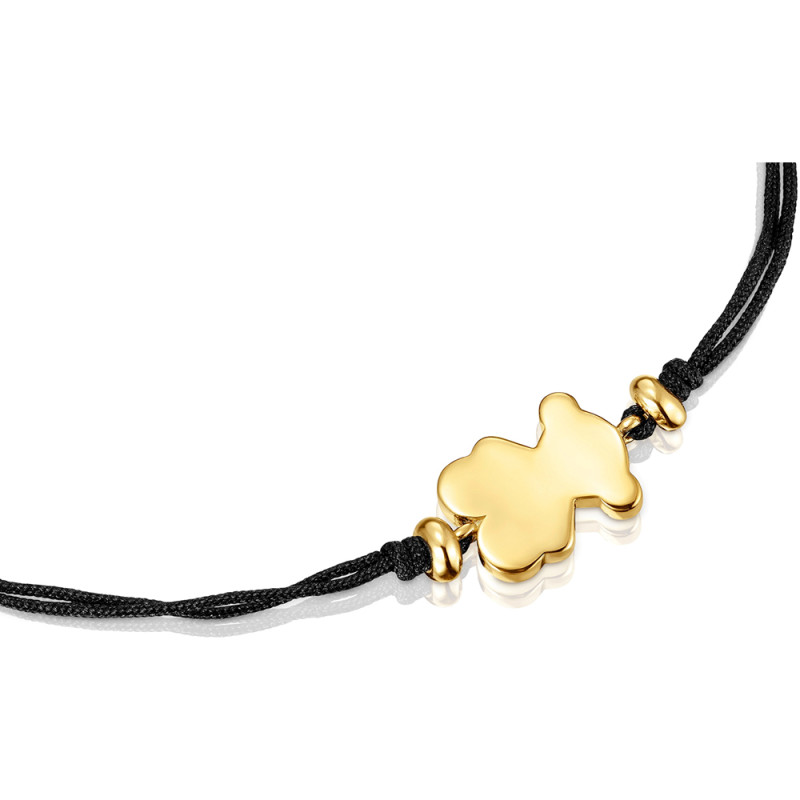 Bransoletka TOUS ze srebra pokrytego 18-karatowym złotem i czarnego nylonu z charmsem Sweet Dolls