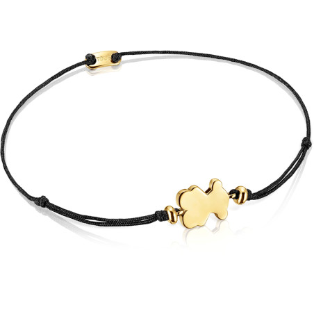 Bransoletka TOUS ze srebra pokrytego 18-karatowym złotem i czarnego nylonu z charmsem Sweet Dolls
