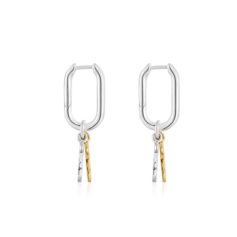 Małe dwukolorowe kolczyki kreolki z motywem misia TOUS Sweet Dolls