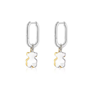 Małe dwukolorowe kolczyki kreolki z motywem misia TOUS Sweet Dolls