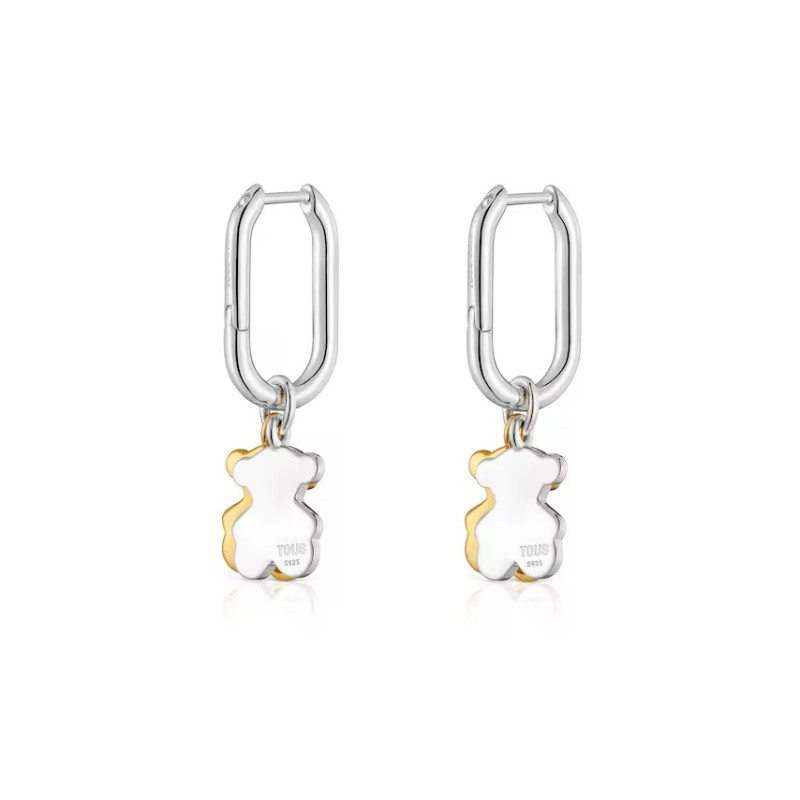 Małe dwukolorowe kolczyki kreolki z motywem misia TOUS Sweet Dolls