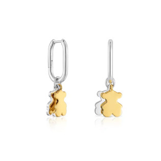 Małe dwukolorowe kolczyki kreolki z motywem misia TOUS Sweet Dolls